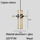 Modern black glass tube chandelier dining room led pendant light