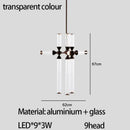 Modern black glass tube chandelier dining room led pendant light