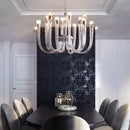 Modern chrome glass tube chandelier dining room acrylic arms