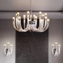 Modern chrome glass tube chandelier dining room acrylic arms