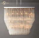 Modern black glass tube led square chandelier dining room light