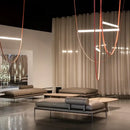 Modern leather wrapped copper tube pendant light living room