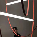 Modern leather wrapped copper tube pendant light living room