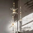 Modern starburst glass tubes led chandelier for living room