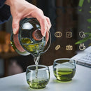 Modern glass kung fu tea set with wood trim dining room tureen