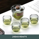 Modern glass kung fu tea set with wood trim dining room tureen