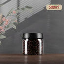 Clear glass vacuum sealed coffee beans jar kitchen storage with gold seal