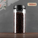 Clear glass vacuum sealed coffee beans jar kitchen storage with gold seal