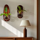 Modern wood and glass vase flowerpot wall decoration living room