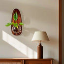 Modern wood and glass vase flowerpot wall decoration living room
