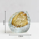 Blue textured glass vase with gold foil living room decor