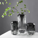 Modern ridged black glass vase set living room hydroponics decor