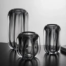 Modern ridged black glass vase set living room hydroponics decor