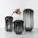 Modern ridged black glass vase set living room hydroponics decor