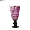 Textured clear glass vase with black base living room decor