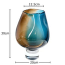 Amber & teal gradient glass vase hydroponics – living room decor