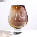 Amber & teal gradient glass vase hydroponics – living room decor