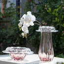 Fluted clear glass vase hydroponics table decor for dining room