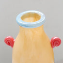 Whimsical colorful glass vase with spiral handle living room decor