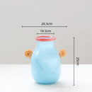 Whimsical colorful glass vase with spiral handle living room decor