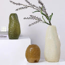 Textured olive beige and amber glass vase living room decor