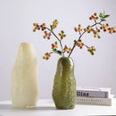 Textured olive beige and amber glass vase living room decor
