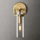 Industrial gold glass wall lamp for bedroom with exposed bulb