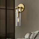 Industrial gold glass wall lamp for bedroom with exposed bulb
