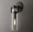 Industrial gold glass wall lamp for bedroom with exposed bulb
