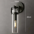 Industrial gold glass wall lamp for bedroom with exposed bulb