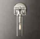 Industrial gold glass wall lamp for bedroom with exposed bulb