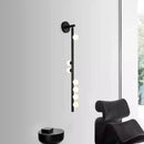 Modern black glass wall lamp for living room with five spheres