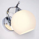 Modern chrome glass wall lamp for bedroom with frosted white shade