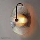 Minimalist black ribbed glass wall lamp for bedroom lighting