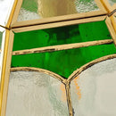 Vintage stained glass wall lamp bedroom brass light with pull chain