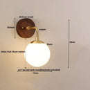 Modern walnut and brass glass wall light fixture bedroom sconce