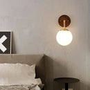 Modern walnut and brass glass wall light fixture bedroom sconce