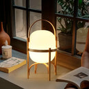 Japanese minimalist wood metal table lamp bedroom spherical light