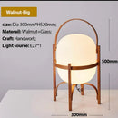 Japanese minimalist wood metal table lamp bedroom spherical light