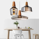DecorBites™ Glass & Wood Pendant Light: Modern Nordic Hanging Lamp for Bar, Table, Dining - Gray Retro Decor