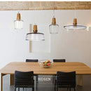 DecorBites™ Glass & Wood Pendant Light: Modern Nordic Hanging Lamp for Bar, Table, Dining - Gray Retro Decor