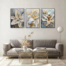 DecorBites™ Gold and White Floral 3D Canvas Wall Art