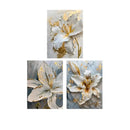 DecorBites™ Gold and White Floral 3D Canvas Wall Art