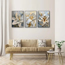 DecorBites™ Gold and White Floral 3D Canvas Wall Art
