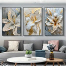 DecorBites™ Gold and White Floral 3D Canvas Wall Art