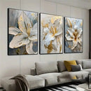 DecorBites™ Gold and White Floral 3D Canvas Wall Art