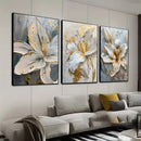DecorBites™ Gold and White Floral 3D Canvas Wall Art
