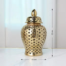 DecorBites™ Gold Ceramic Carved Temple Jar - Home Decor