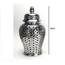 DecorBites™ Gold Ceramic Carved Temple Jar - Home Decor