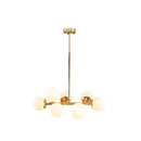 DecorBites™ Gold Contemporary Chandelier – Cream Glass Pendant Light Fixture for Dining Room